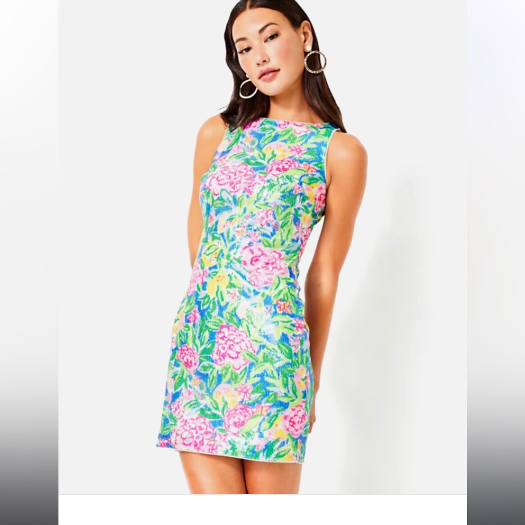 Lilly Pulitzer X Badgley Mischka Heather Sequin Shift Dress Nwot